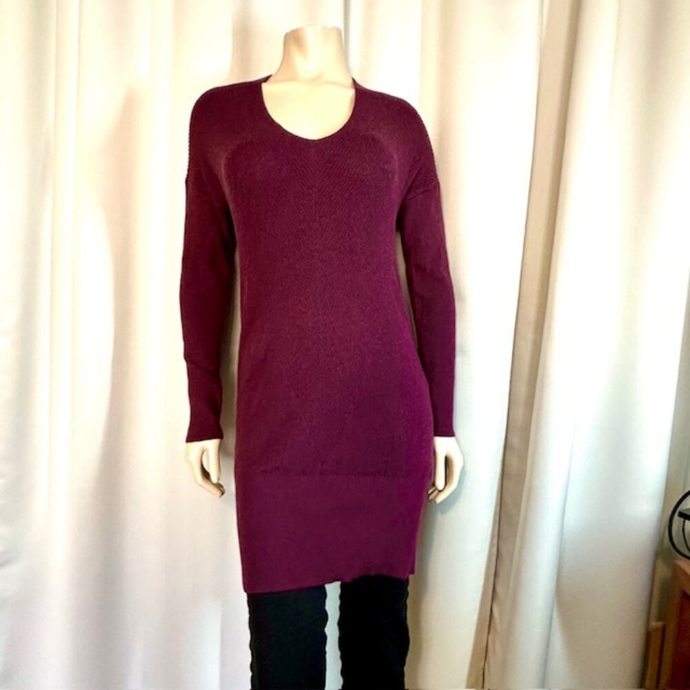 White House|Black Market Sweater Dress Women's Purple Ribbed Knit Staple Size M